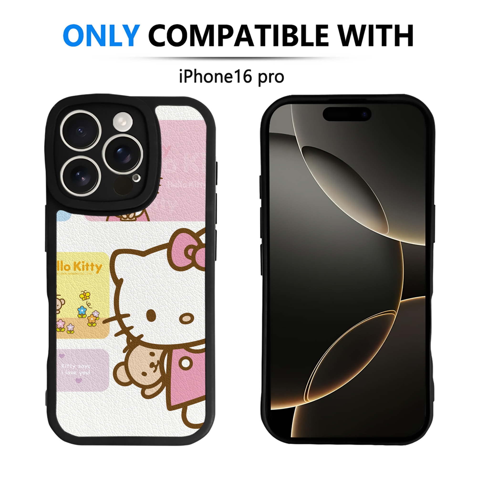 （画像用） Hello Kitty ハローキティ 【iPhone 16シリーズ対応】シリコンスマホケース（レザー調） 材質：シリコン